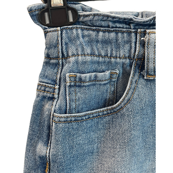 3/$20 PacSun Sz XS 23 Denim Mini Skirt 14"L Ruffle on Waist 5 Pocket Jeans Style - Picture 5 of 8